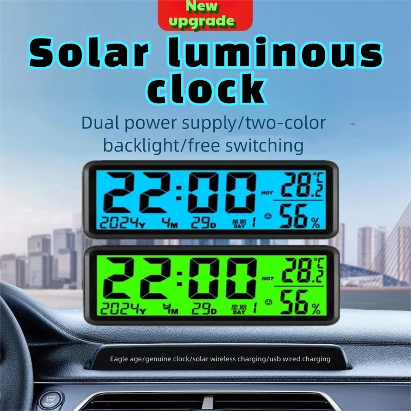 Electronics Gadgets For Car - Solar/USB Powered Car Dashboard Thermometer LED