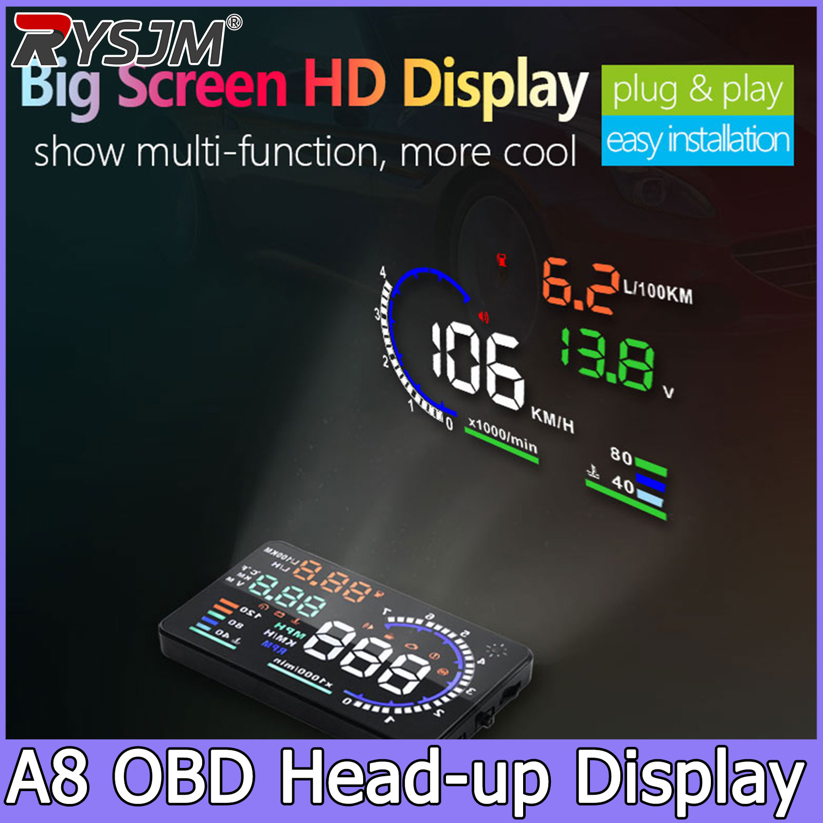 Electronics Gadgets For Car - A8 OBD HUD Head-up Display Speedometer