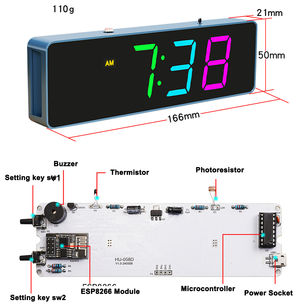 ESP8266 IoT Colorful WiFi Cloc - đánh giá và giá Diy Electronics Gadgets